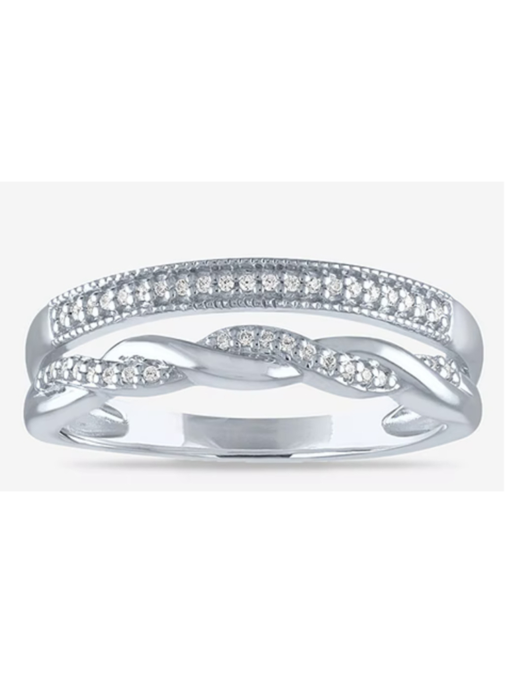 Women Genuine Diamond Sterling Silver Band Size 7